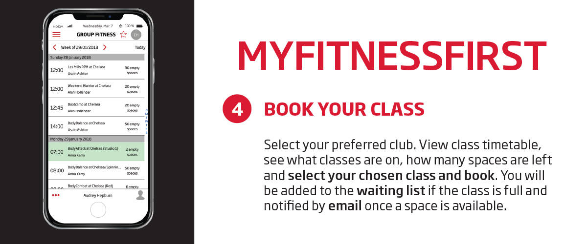 my Fitness First application My Fitness First application - class booking guide